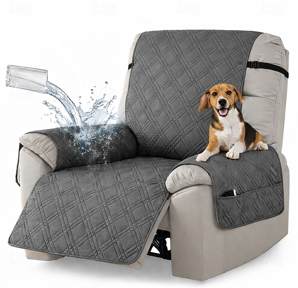 100 % vanntett sofatrekk lenestoltrekk lenestoltrekk sklisikkert hundestoltrekk møbelbeskytter vaskbart trekk med lomme elastiske stropper for kjæledyr hunder (mørk grå, 23,6") 2026 - $32.99 –P7