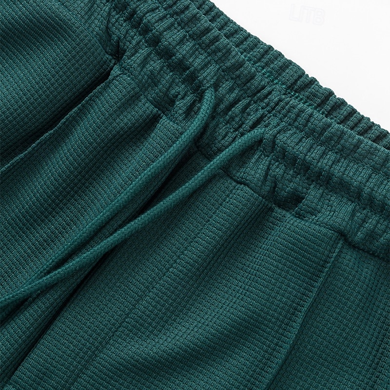 Men's Waffle Waffle Shorts Shorts Casual Shorts Plain Textured Plain Solid Quick Dry Knee Length Casual Outdoor Beach Vacation Fashion Blue Black Micro-elastic 2026 - $18.99 –P9