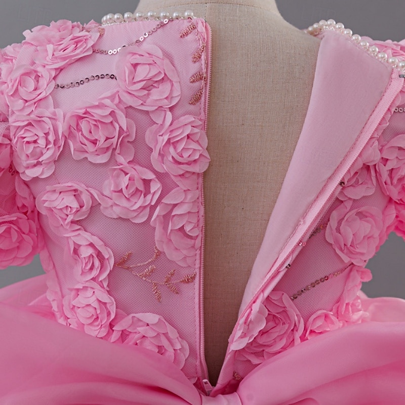 Abito da damigella d'onore bambina Ragazze Abito formale Abiti da sposa Feste Matrimonio Formale Moda Formale Principessa Abito per la Prima Comunione Rete Tinta unica Manica Corta Girocollo Bianco del 2026 a $62.99 –P13