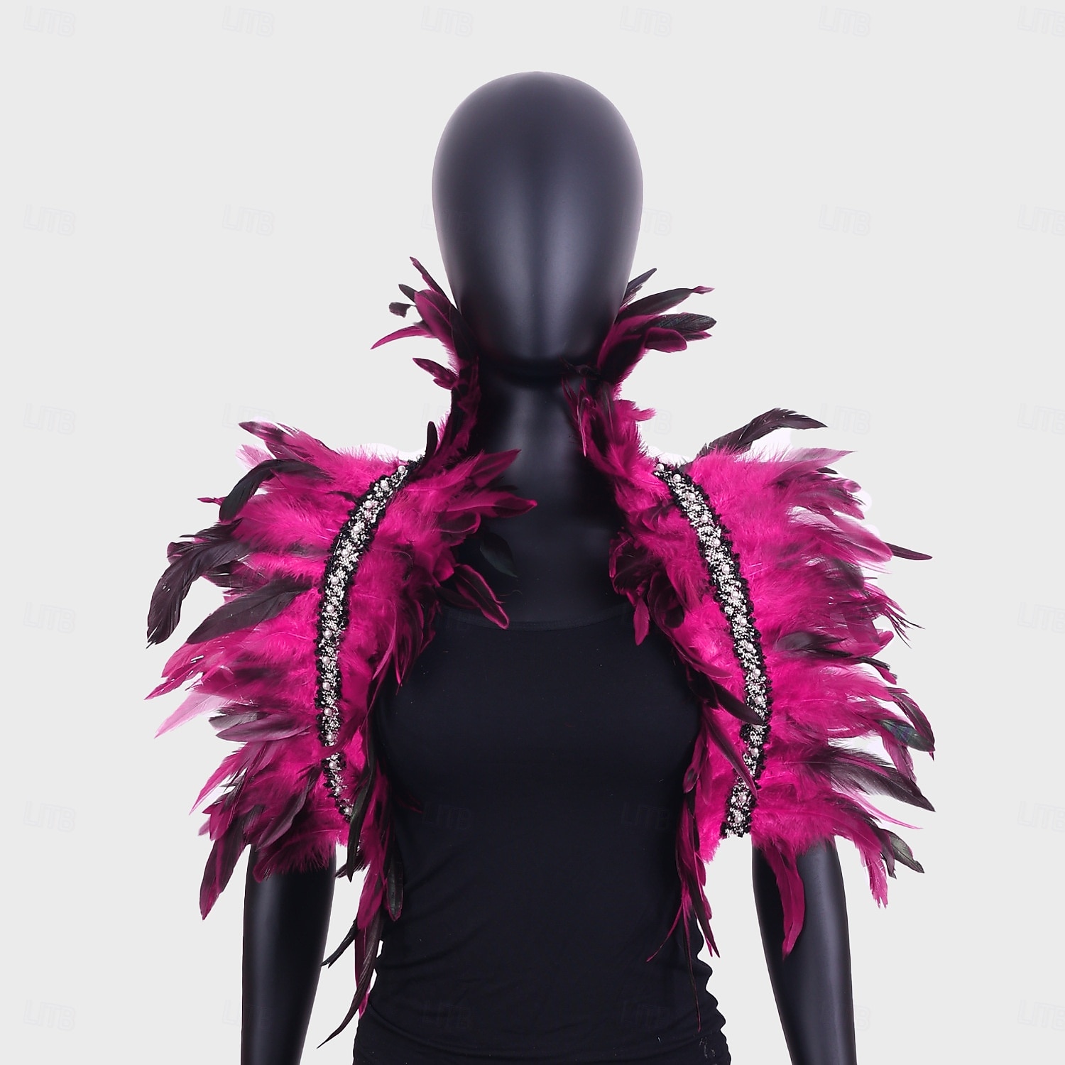 Carnaval 2026 Accessoires de Carnaval de Rio Samba Épaulières Femme Plumes Rouges avec Bord en Strass Costume de Performance Festival Brésilien de 2026 ? $17.99 –P12