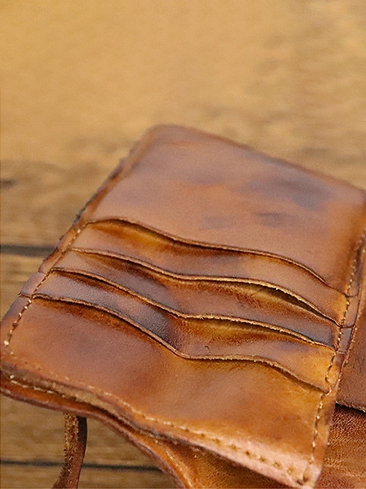 Portafoglio lungo da uomo in vera pelle, porta carte bifold vintage di grande capacità, stile retrò multicolore, design sottile e portatile per uso quotidiano, viaggi, lavoro e casual del 2026 a $26.99 –P9