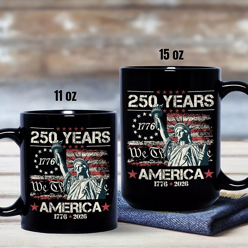 Kubek z okazji 250. rocznicy Stanów Zjednoczonych, prezent patriotyczny, ceramiczny kubek do kawy z okazji półpięćsetnej rocznicy, 1776–2026, Ameryka 250, prezent na Dzień Niepodległości dla mężczyzn 2026 - $16.99 –P4