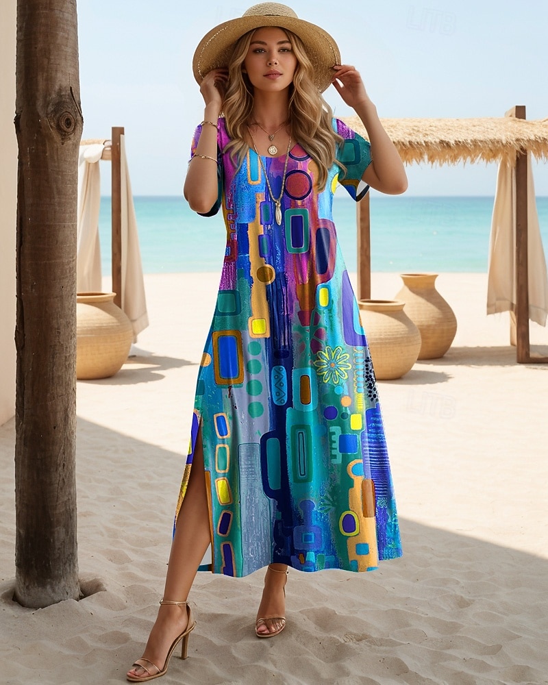 בגדי ריקוד נשים שמלת מידי שמלת קיץ שמלה עם כיווץ במותן חופשה יום יומי בוהו פרפר חופשה ליציאה רגיל פרחוני גראפי קשת שרוולים קצרים צווארון צווארון פול אדום כתום סגול בהיר סגול קיץ 2026 - $25.99 –P1