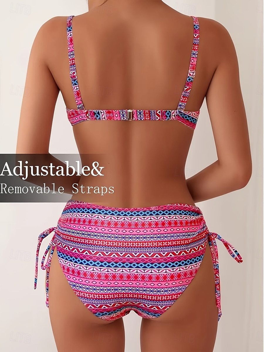 בגדי ריקוד נשים בגדי ים ביקיני 2 חתיכות מותן גבוה בגד ים רזה גב חשוף חופשה בגדי חוף נמר גיאומטרי ללא שרוולים בגדי ים 2026 - $22.99 –P7