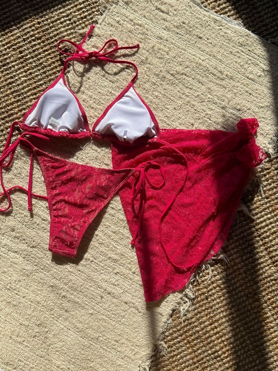 Damen Badeanzug Bikini Dreiteilig Rock Bademode Schlank Rückenfrei Urlaub Strandbekleidung Einfarbig Neckholder Ärmellos Badeanzüge 2026 - $25.99 –P13