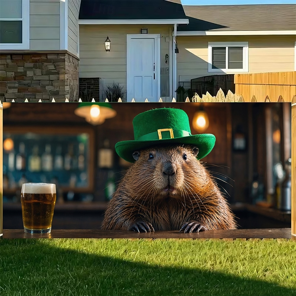 St. Patricks Day Tapisserie Garagentorabdeckung Großes Hängendes Elf Tier Niedlich 3D Party Outdoor Urlaub Hintergründe aufnehmen Yard Wohndeko 2026 - $49.99 –P9