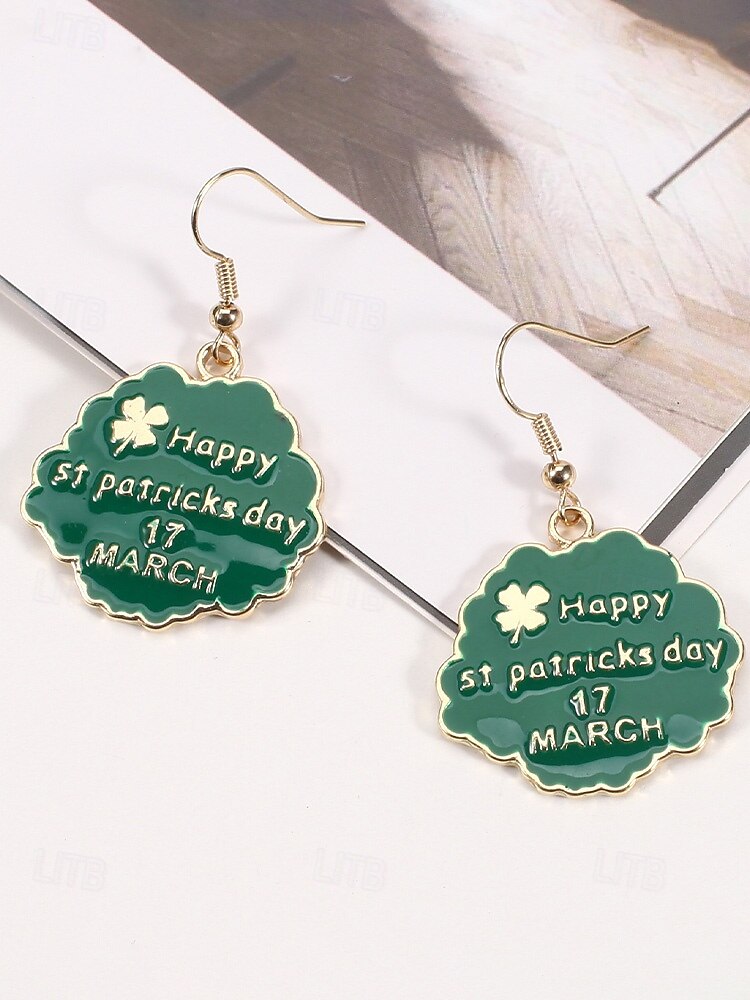 Damörhängen i legering med hängen till fest, St. Patrick's Day-motiv, flermönster med shamrock och pyssling, roliga festliga irländska smycken för högtidsfester, parader och festkläder 2026 - $7.99 –P14