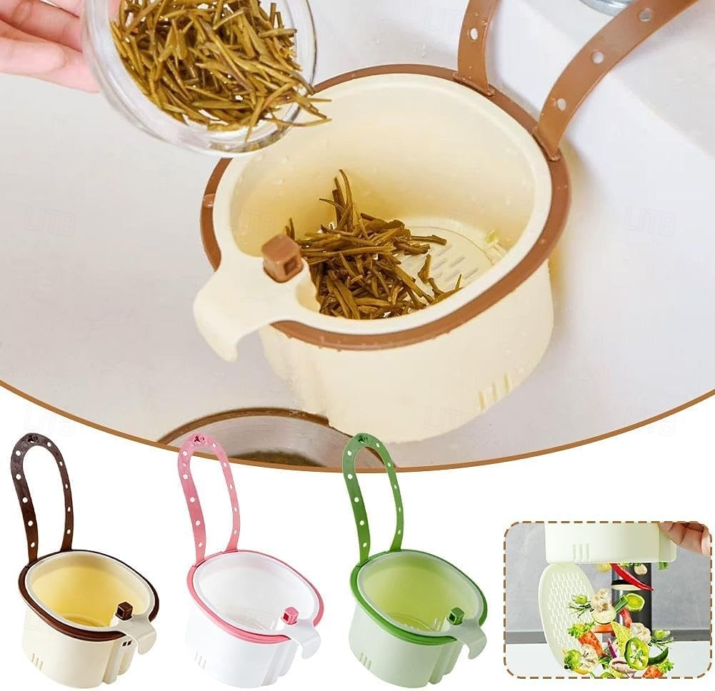 konyhai mosogató szűrőkosár, függő konyhai mosogató szűrőkosár présürítéssel &öntisztító kialakítás, állítható műanyag sarokmosogatók, ételfogó prés, automatikus ürítő sarokszűrő kosarak 2026 - $10.49 –P1