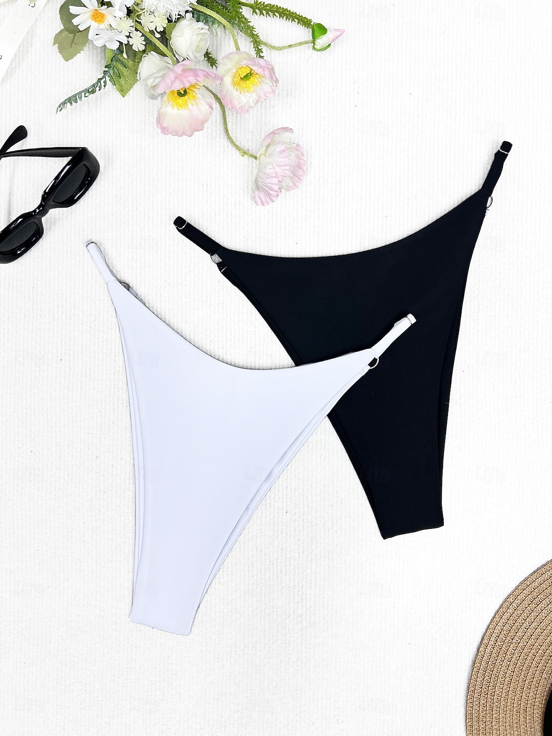 Two Piece Women's Swimwear Bikini Bottom Thong Swimsuit High Waist Vacation Beach Wear Solid Color Halter Neck Sleeveless Bathing Suits 2026 - $22.99 –P4
