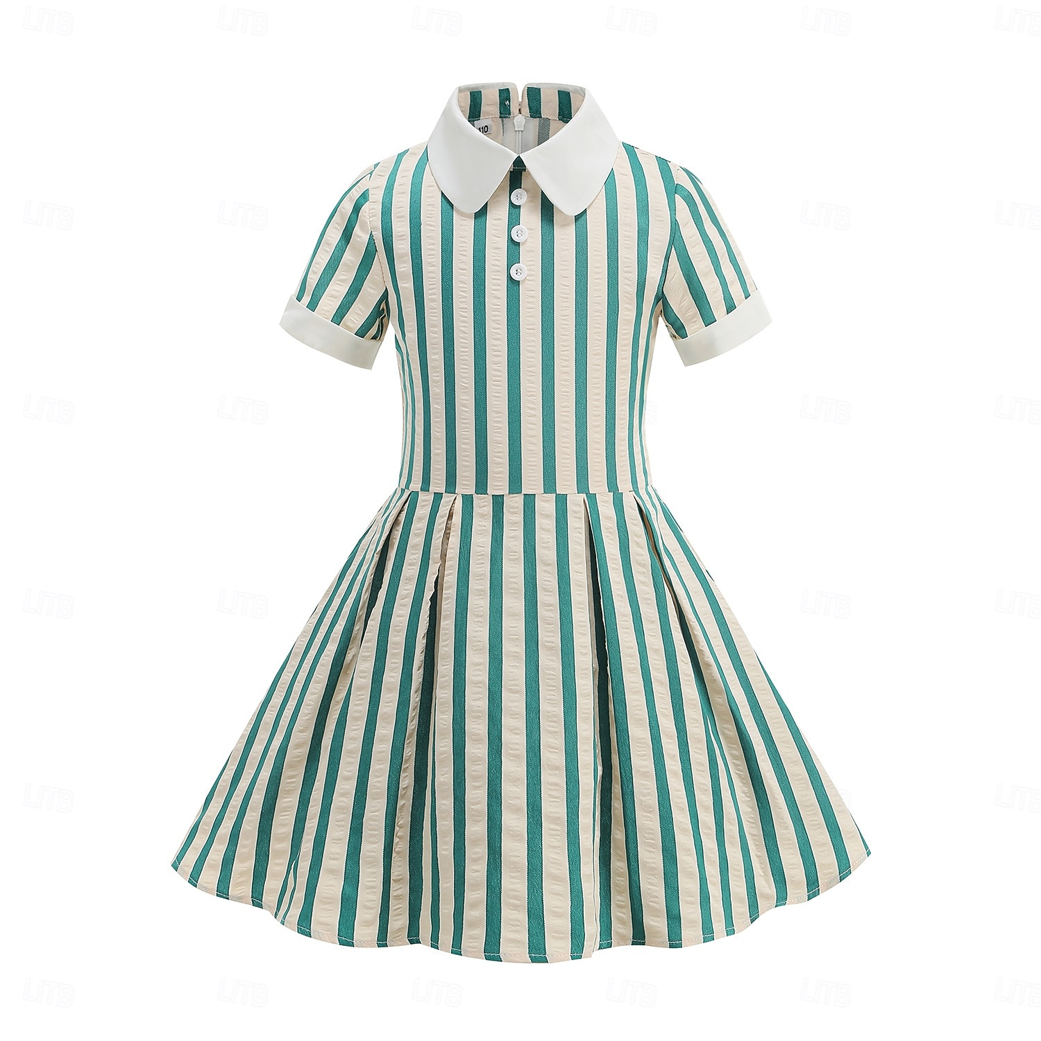 Vintage inspiriert Midlänge A-Linie Kleid Swing-Kleid Kurze Ärmel Gestreift A-Linie Kostüm Mädchen Kindertag Maskerade Urlaub Alltagskleidung Kinder Kleid Abschlussballkleider Frühling & Sommer 2026 - $52.99 –P1