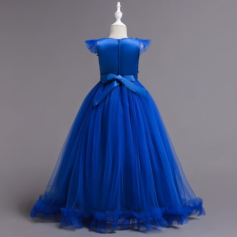 Robe de Demoiselle d'Honneur Fille Fille Robe de soirée Tenue de mariage Soirée Mariage Formel Mode Princesse Beau Maille Couleur Unie Sans manches Col Rond Bleu Jaune 4 ans et + de 2026 ? $47.99 –P9