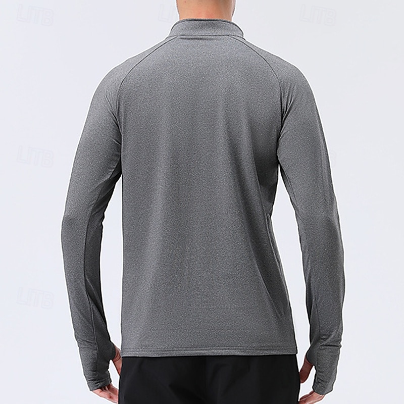 Ανδρικά Μονόχρωμο Tricou de Alergat Μπλούζα συμπίεσης Άνοιξη Φθινόπωρο Κουμπώσου Μακρυμάνικο Γρήγορο Στέγνωμα Συμπίεση Ύγρανση Αναπνέει 2026 - $25.99 –P6