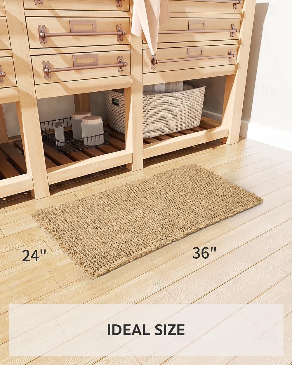 egyszínű, gofris szövésű fürdőszobaszőnyeg, nedvszívó, csúszásmentes fürdőszobai WC-ajtószőnyeg zuhanyzóhoz és mosdóba 2026 - $17.99 –P2