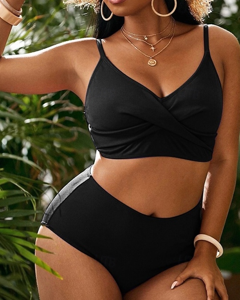 Mulheres Padrão Tankinis e biquínis para surfe Roupa de banho 2 Peças Cor Sólida Sem costas Proteção UV Elástico Sem Manga Roupa de Banho Surfe Mergulho Natação Verão de 2026 por $21.99 –P2