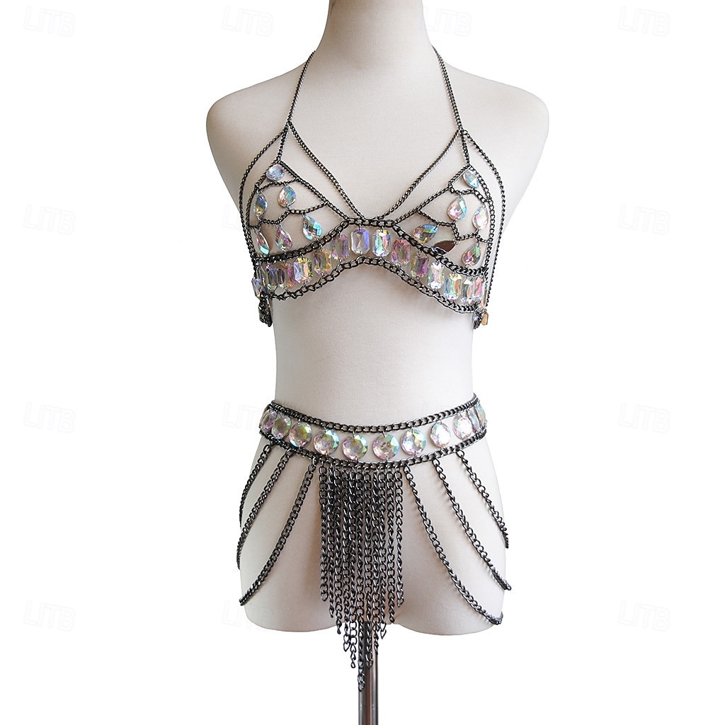 Samba Dancewear Iriserende Edelsteen Gouden Lichaamsketting Bikini Set Performanced Costume 2026 - $37.99 –P4