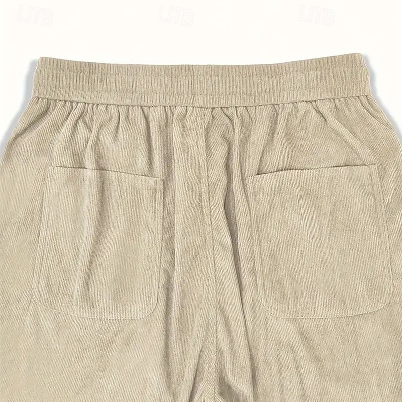 Herren Hose Cordhose Baggy-Hosen Freizeithose Kordelzug Gerader Schnitt Einfarbig Komfort Volle Länge Täglich Outdoor Streetwear Urlaub Mode Blau Schwarz Mikroelastisch 2026 - $22.99 –P8