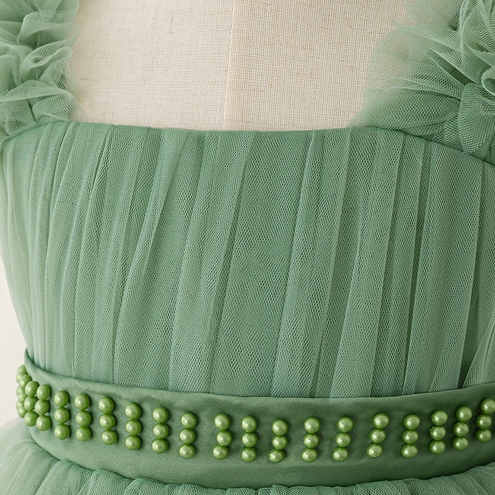 Bambini Ragazze Vestito da Festa Tinta unica Senza Maniche Occasione speciale Compleanno Principessa Dolce Poliestere Lunghezza al ginocchio Vestito da Festa Estate Primavera Autunno Bambini Verde del 2026 a $52.99 –P1