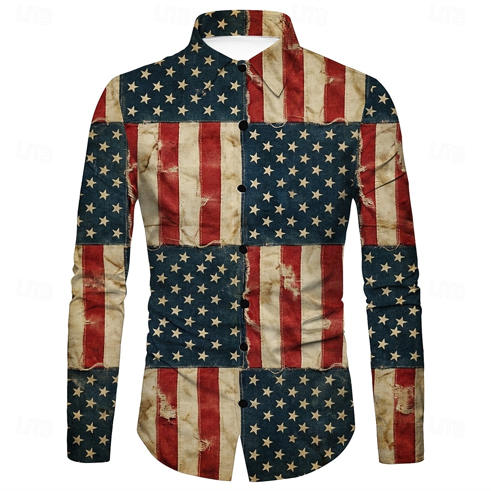250° anniversario USA Retrò Vintage Anni '70 Camicia Camicia Aloha Lunghe Hippie Geometrico Etnico Costume Per uomo Mascherata 4 Luglio Feste Giorno dell'Indipendenza Adulti Camicia del 2026 a $26.99 –P2