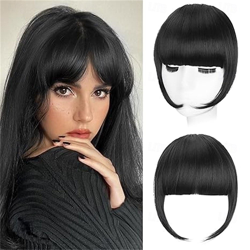 Clip-in pony, synthetische Franse pony, haarclip, asblonde neppony met slapen, haarstukjes voor vrouwen, natuurlijke gebogen haarextensies voor dagelijks gebruik 2026 - $10.99 –P8
