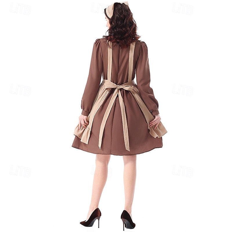 250º Aniversario de EE. UU. Siglo 19 década de 1800 Vestido de la pradera Conjunto de gorro y delantal Larga Chica pionera Colonial Pionero Guerra Revolucionaria Disfraz Mujer Víspera de Todos los 2026 - $46.99 –P4