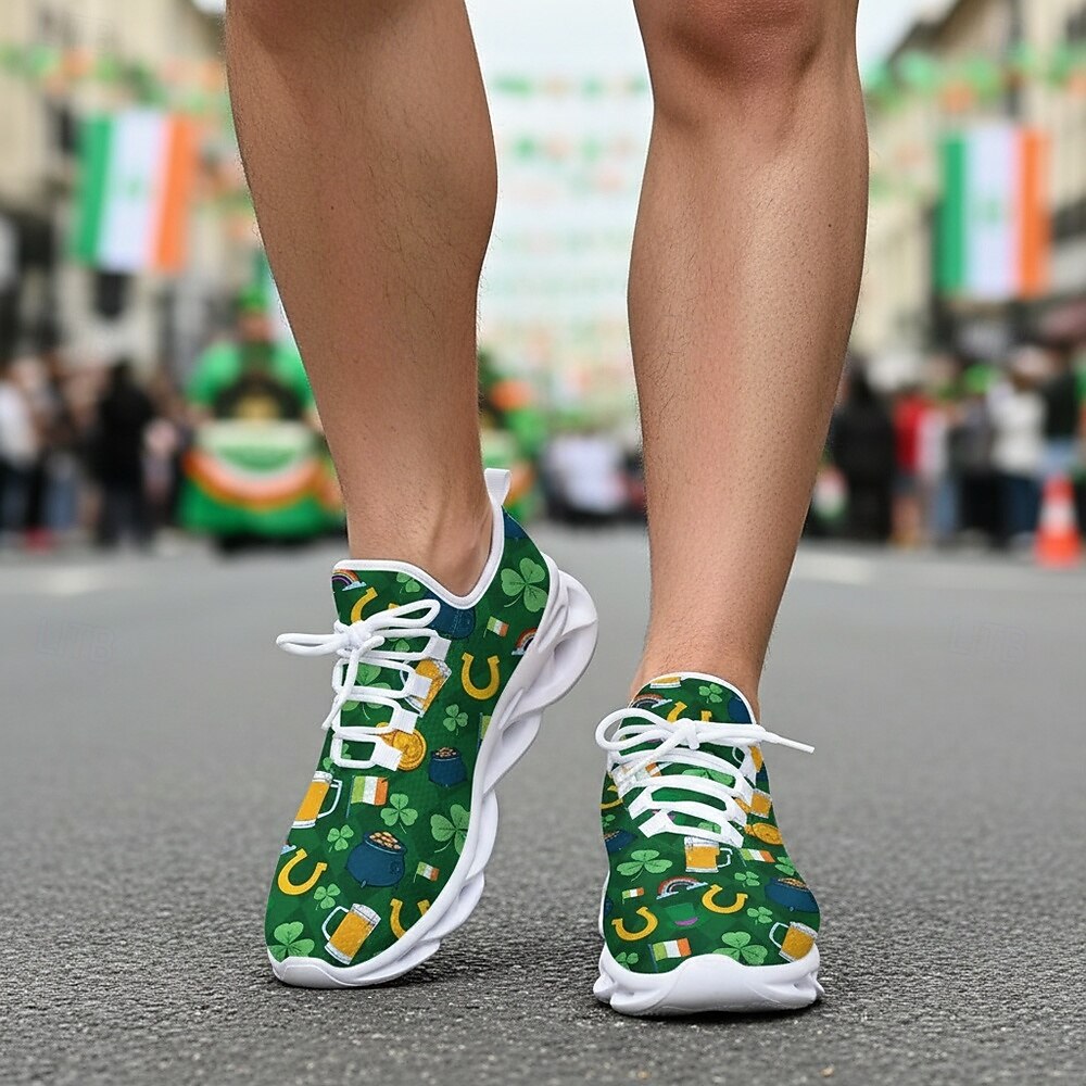 Męskie trampki sportowe Green Clover na Dzień Świętego Patryka – oddychające i wygodne buty do biegania na paradę irlandzką, spacery na świeżym powietrzu, imprezy świąteczne i do codziennego użytku 2026 - $42.99 –P2
