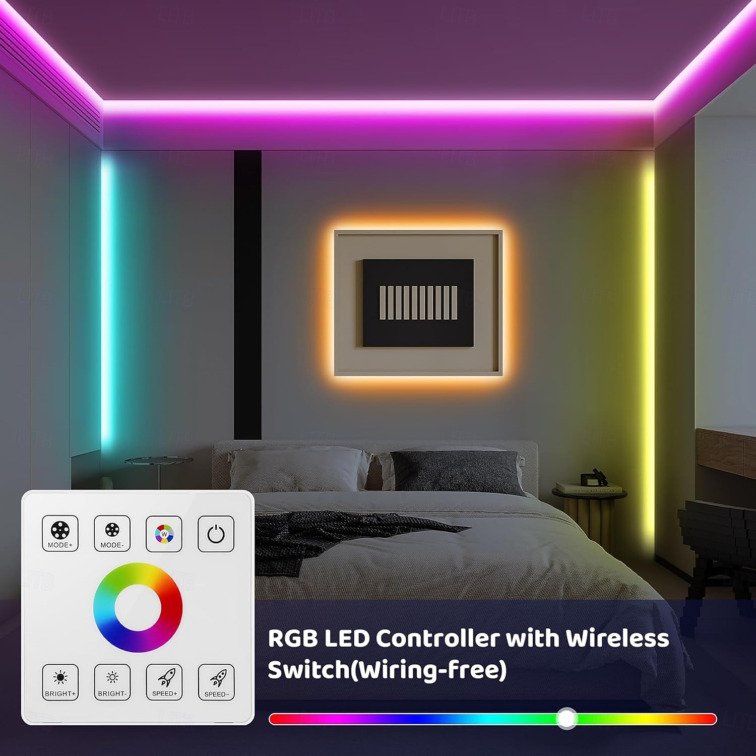 LED-lichtstrip dimmer 2.4G RF draadloze afstandsbediening dimbare wanddimmer geschikt voor enkelkleurige, tweekleurige RGB-, RGBW- en RGBCCT-LED-strips, DC 5V-24V 10-50A, enkelkanaals dimcontroller 2026 - $28.99 –P7