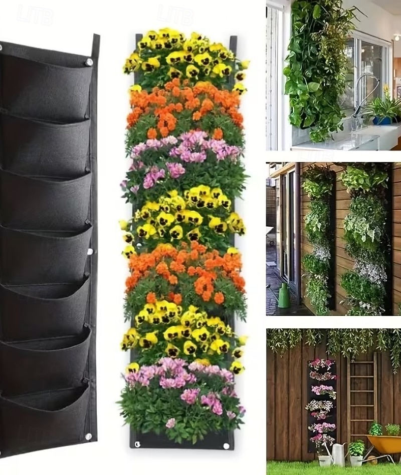 Ensemble de 2 sacs de culture suspendus verticaux à 7 poches, pour plantes, à fixer au mur à l'intérieur ou à l'extérieur. Style classique et léger, idéal pour un balcon, un jardin ou une décoration de 2026 ? $22.99 –P4