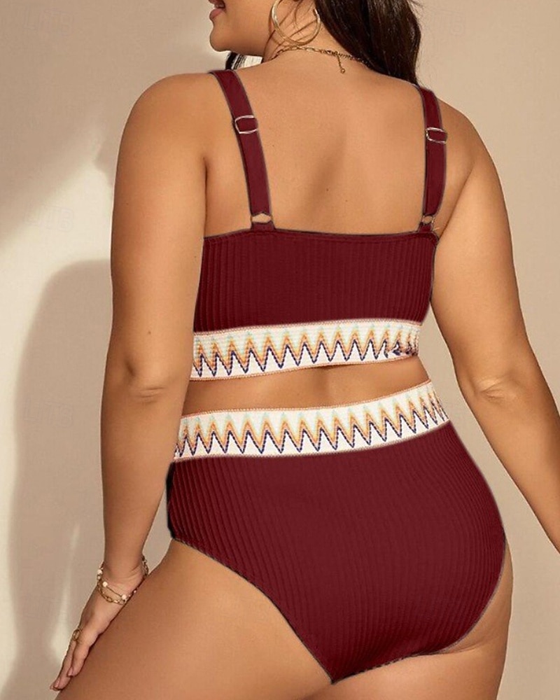 Dámské Standard Surfařské tankiny a bikiny Koupací top 2 ks Geometrický Otevřít Zpět Ochrana proti UV záření Elastický Bez rukávů Plavky Surfování Potápění Plavání Léto 2026 - $23.99 –P16