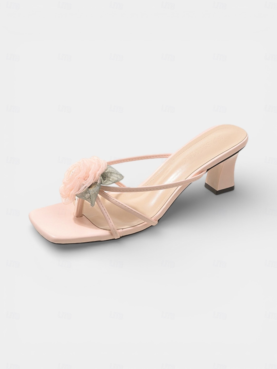 sandali da donna con tacco a blocco e stampa floreale color cipria, eleganti scarpe da damigella con cinturini per matrimoni in giardino del 2026 a $26.99 –P4