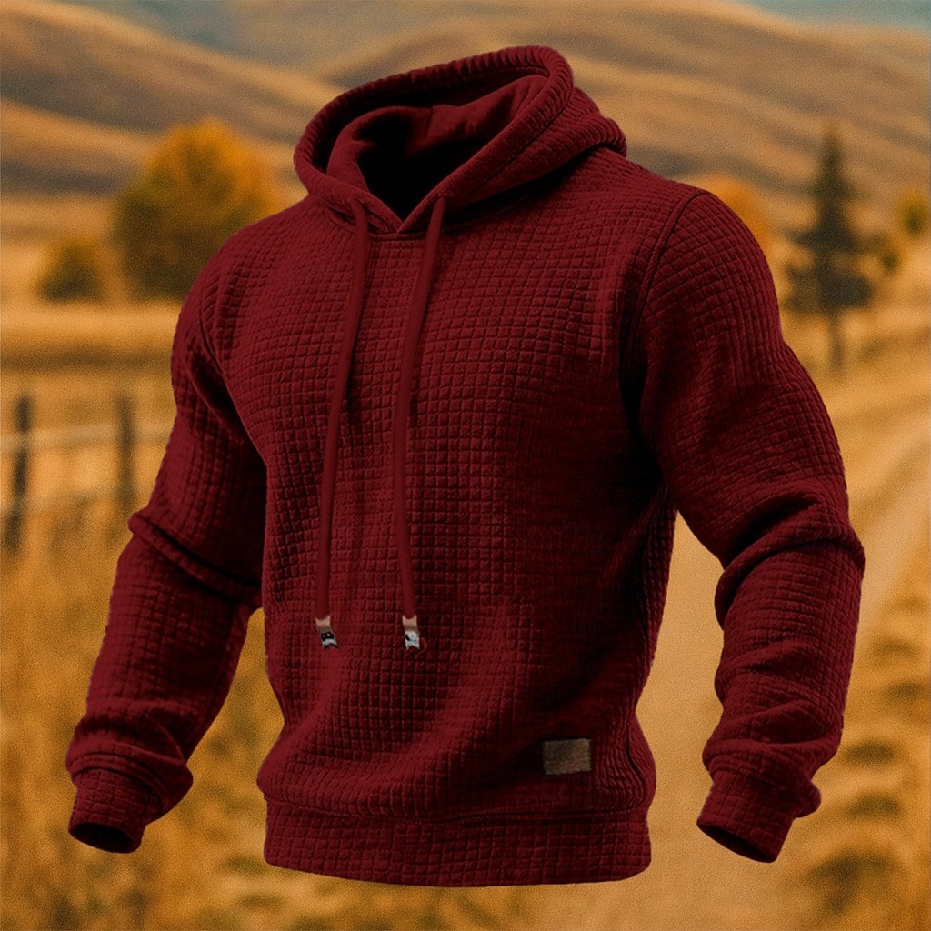 Herren Kapuzensweatshirt Waffle Kapuzensweatshirt Pullover Kapuzensweatshirt Aprikose Weinrot Schwarz Weiß Gelb Mit Kapuze Einfach Strukturiert Lässig Täglich Sport & Outdoor Streetwear Cool 2026 - $19.99 –P5