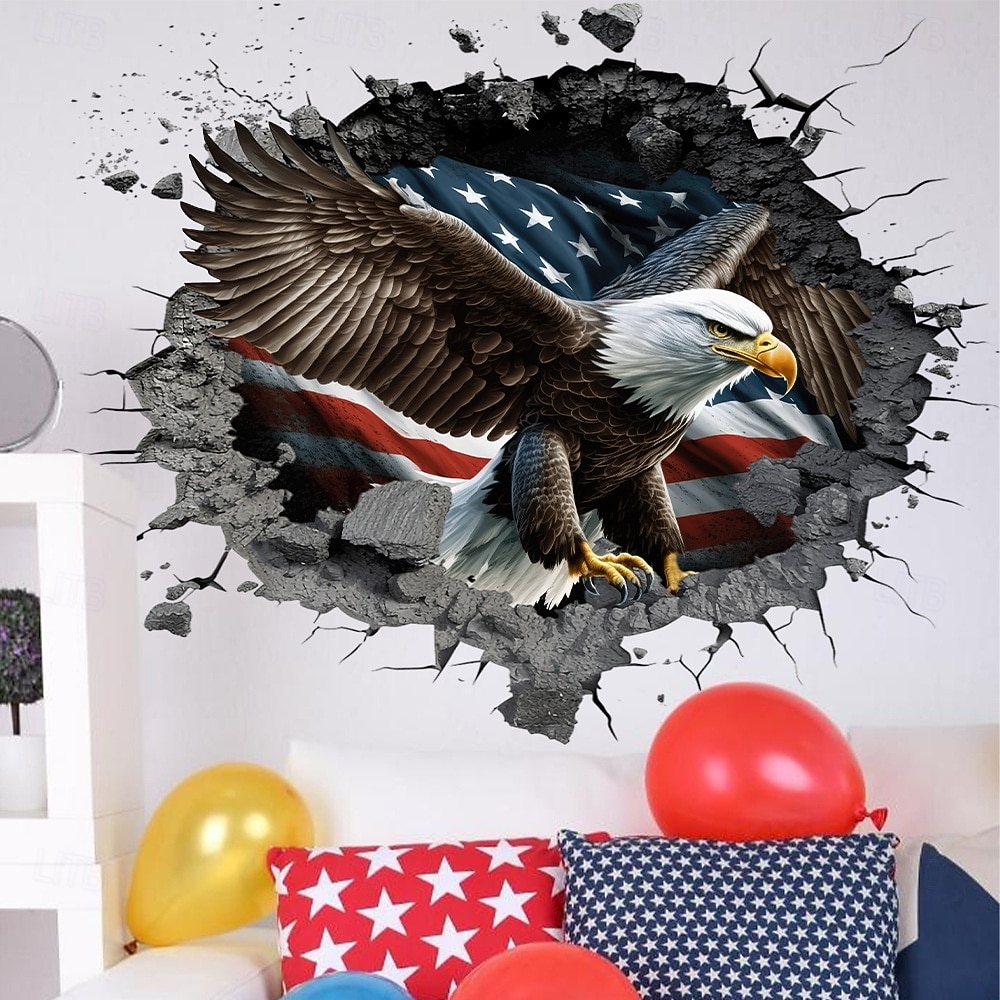 Lot de 2 stickers muraux personnalisés avec aigle et drapeau américain, motif trou béant, pour salon. de 2026 ? $9.99 –P3