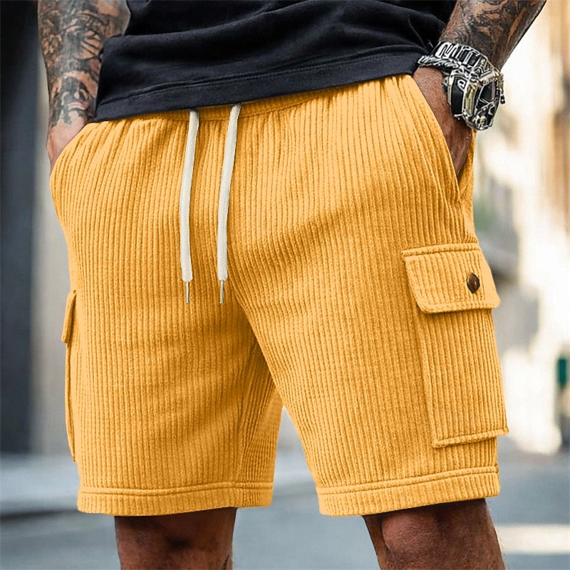 Hombre Pantalón corto Pantalones cortos casuales Pantalones cortos de pana Correa Bolsillo Con Texturas Plano Comodidad Transpirable Longitud de la rodilla Casual Exterior Playa Vacaciones Moda Negro 2026 - $22.99 –P6