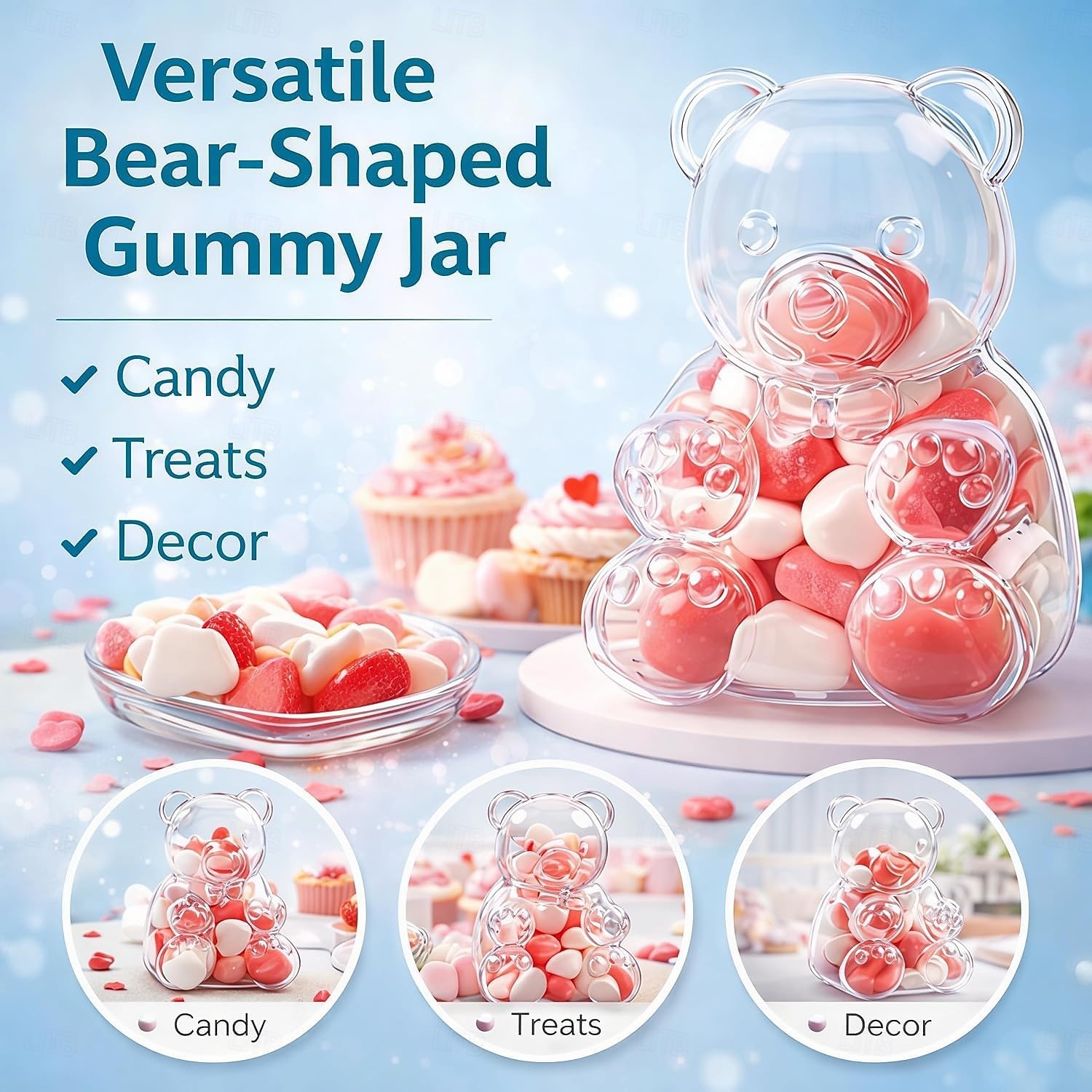 12 st söta björnformade godisaskar, genomskinliga fyllbara ornament, godisbehållare godsaksaskar, bröllopspresentaskar förvaringsbehållare godisburkar, för brudshower bröllop alla hjärtans dag 2026 - $22.99 –P10