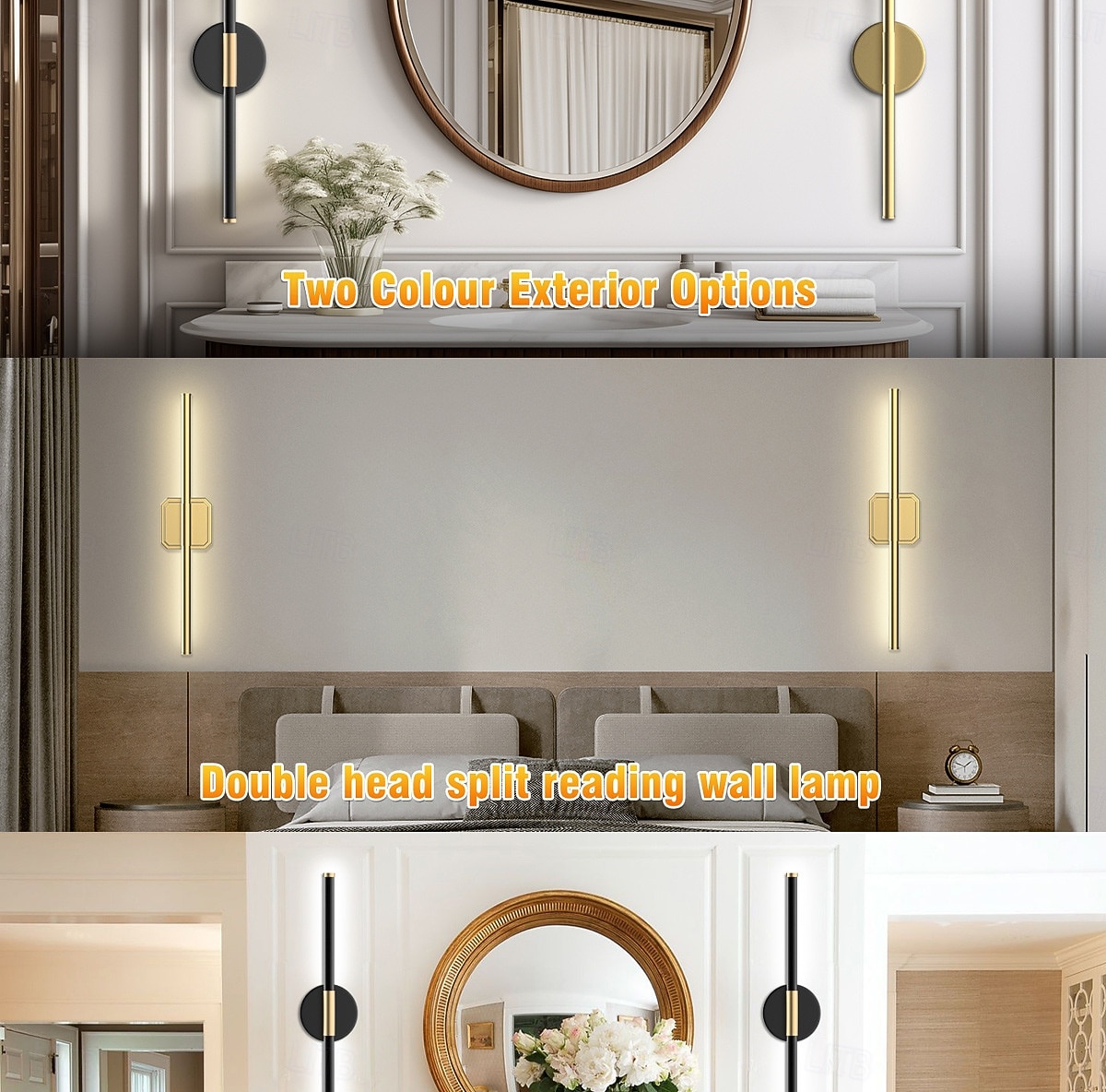 2026年 1/2個のデュアルヘッドウォールライト、コードレス磁気LED読書壁取り付け用燭台、調光可能な充電式ウォールランプ、寝室、リビングルーム、バスルーム、ミラーライト、階段照明用の調節可能な照明  コレクション – $77.99 –P5