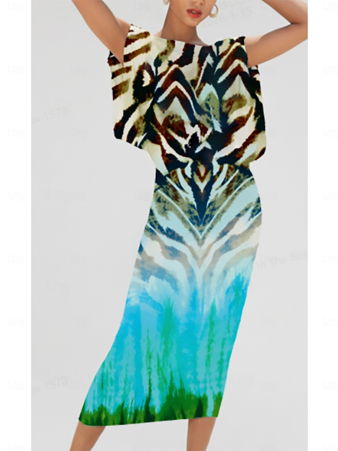 hedvábný saténový gradientní saténové šaty s tygřím vzorem 2026 - $91.99 –P1