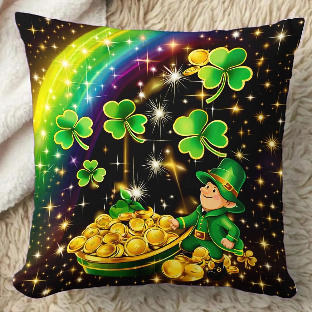 St. Patrick's Day Shamrock Casual Throw Pillow Cover 18x18 Inch, Green Decorative Cushion Case for Sofa Home Decor 2026 - $11.99 –P1