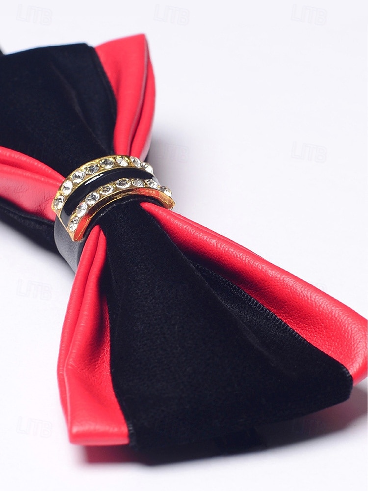 Pajarita de piel sintética para hombre: pajarita formal multicolor con detalle de diamantes de imitación, correa de cuello ajustable, estilo clásico y moderno para novios, bodas, San Valentín, fiestas y eventos formales. 2026 - $9.99 –P8