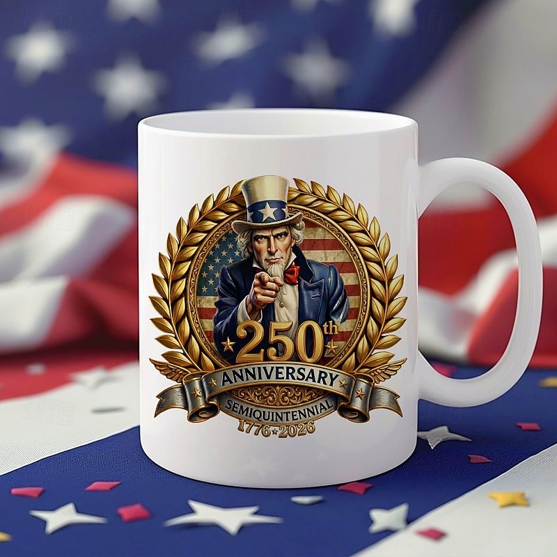Tazza patriottica per il 250° anniversario degli Stati Uniti, tazza da caffè in ceramica per il cinquantenario, America 250 1776-2026, regalo per il giorno dell'indipendenza del 4 luglio per uomini e del 2026 a $16.99 –P5