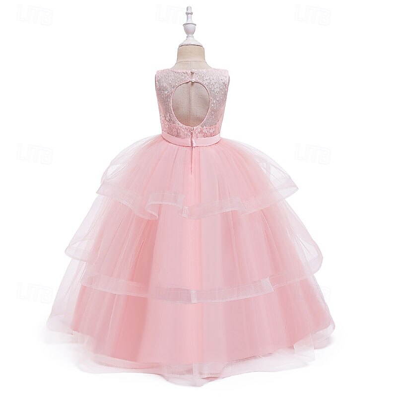 Abito da damigella d'onore bambina Ragazze Abito formale Abiti da sposa Feste Matrimonio Formale Adorabile Formale Principessa Traforato Rete Tinta unica Senza Maniche Girocollo Blu Rosa Dai 4 anni del 2026 a $48.99 –P12