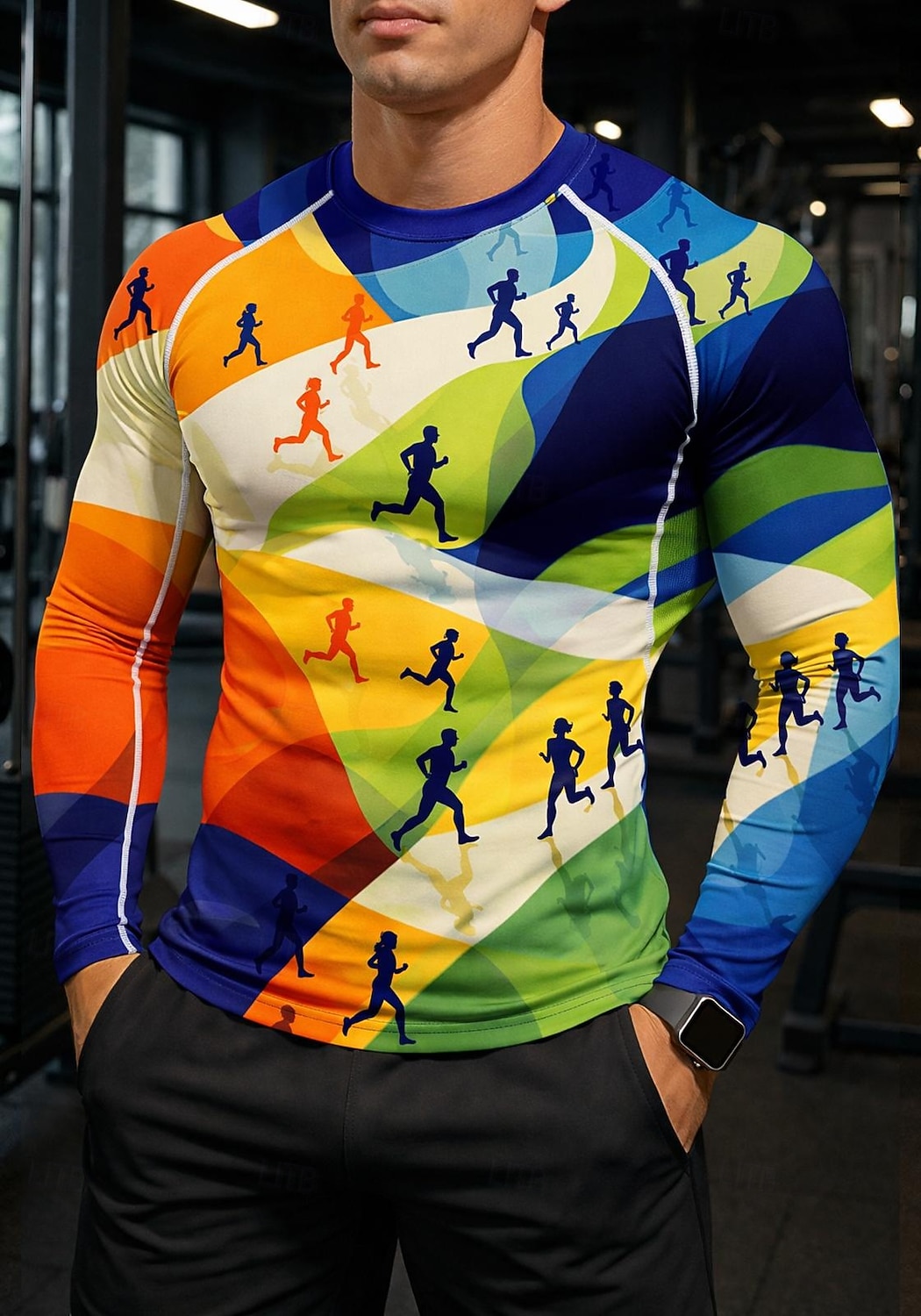 Homme Géométrique T-shirt de compression Haut de course T-shirt de course Printemps Automne Impression 3D manche longue Séchage Rapide Compression Power Flex Évacuation de l'Humidité Respirant de 2026 ? $20.99 –P4