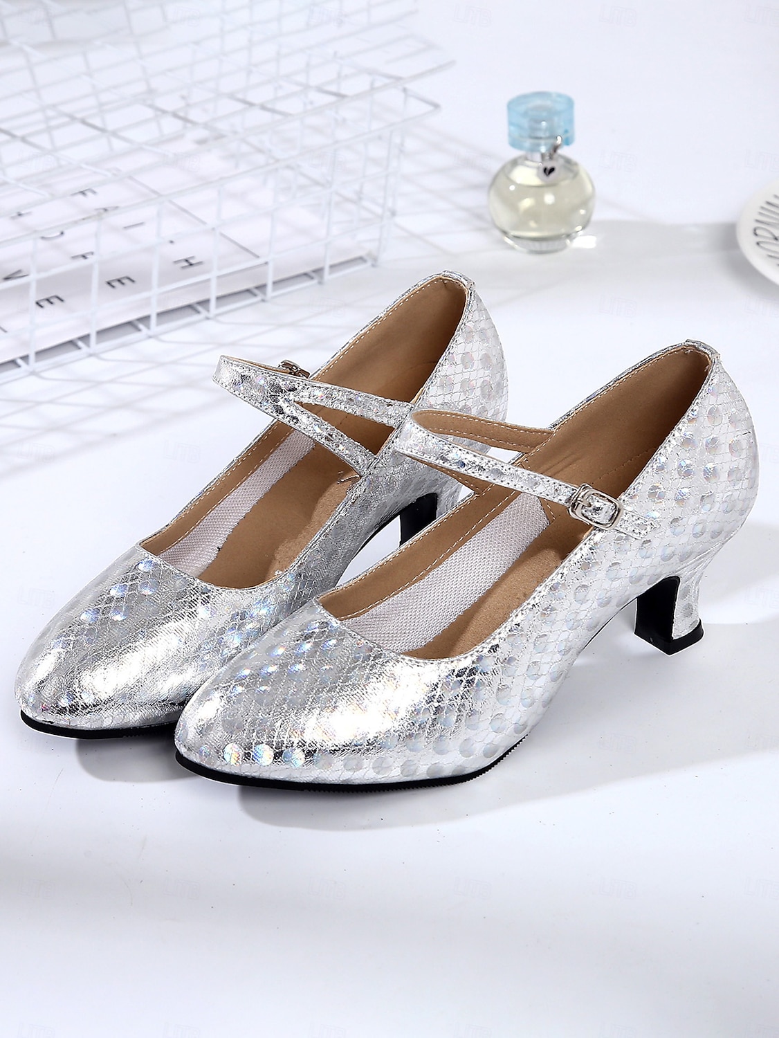 Lila glitzernde Mary-Jane-Tanzschuhe mit Riemchen für Damen, elegant und professionell für den Ballsaal &Lateinamerikanische Tanzschuhe 2026 - $42.99 –P3