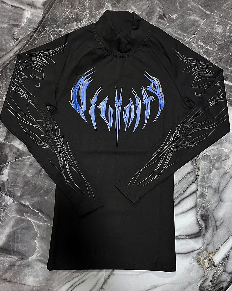 Ανδρικά Αφηρημένο Tricou de Alergat Μπλούζα συμπίεσης Άνοιξη Φθινόπωρο Μακρυμάνικο Γρήγορο Στέγνωμα Συμπίεση Ύγρανση Γυμναστήριο προπόνηση Ενεργή εκπαίδευση Ασκηση Θαλασσί Μαύρο Λευκό ΑΘΛΗΤΙΚΑ ΡΟΥΧΑ 2026 - $27.99 –P7