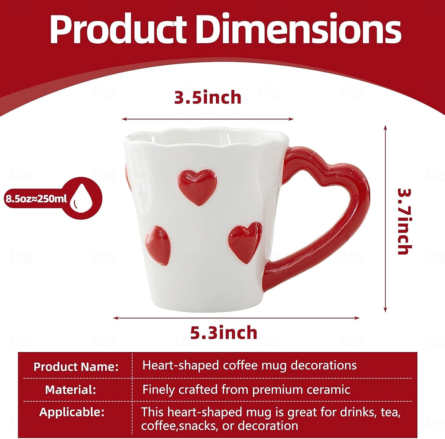 Heart-Shaped Coffee Mug – Cute Ceramic Cup with Red Hearts, Valentine's Day Themed Tea Mug for Gifts, Home Decor, Office, Couples, Love Gifts, Birthday, Wedding, and Romantic Decorations 2026 - SGD S$28.45 –P3