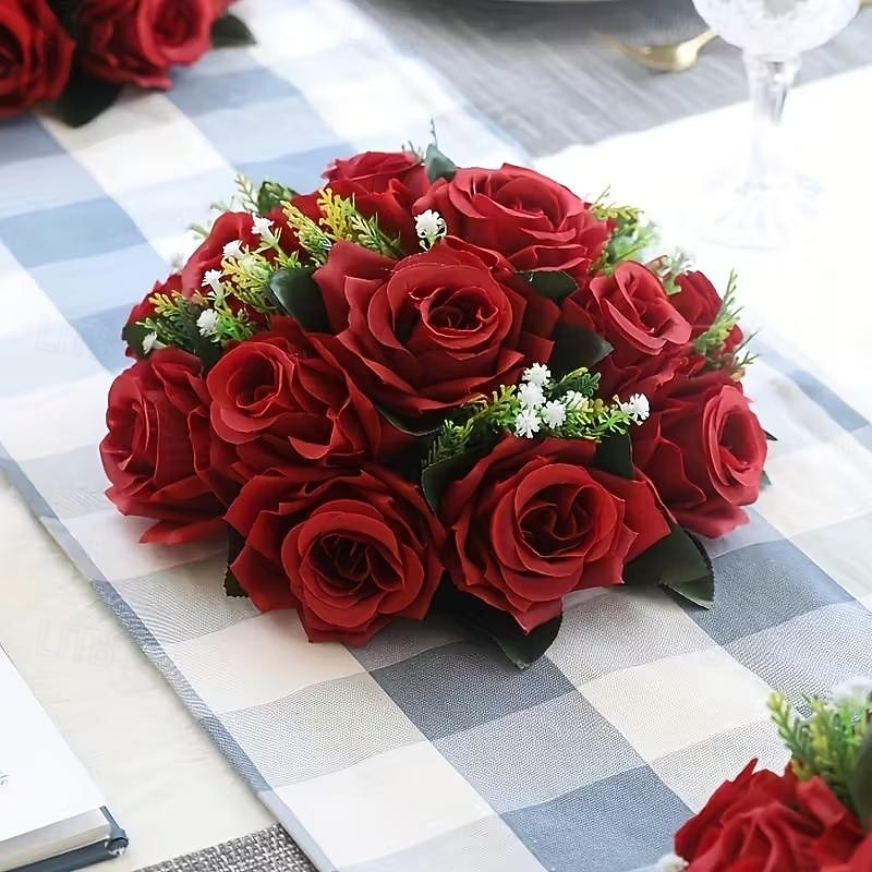 Kunstmatige trouwrozenbal, halfronde, levensechte neprozen voor bruiloft, verloving, thuis, feest, Valentijnsdag, Moederdag &seizoensdecoraties 2026 - $20.99 –P4