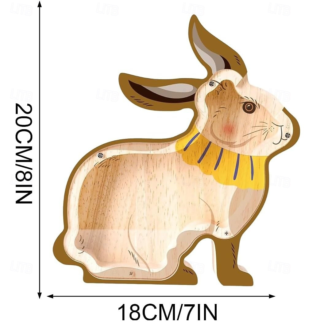 Tresparegris av kanin for barn, uknuselig myntbøtte av tre for barn, søt pengebøtte, kaninbøtte til jul, bursdag, påskegaver, sparegrisleke for jenter, gutter 2026 - $22.99 –P8