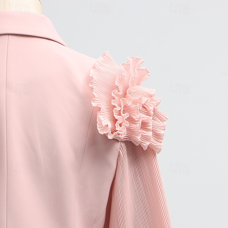 Zweiteilig A-Linie Knöchellänge Kleid für Hochzeitsgäste Kleider für Hochzeitsgäste Elegant Vintage Täglich Langarm Revers Gartenparty Hochzeit mit 3D-Blumen Falten 2026 - $137.99 –P18