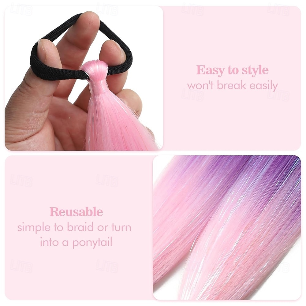 2Pcs Colored Hair Extensions, 26 Inch Hair for Kids and Women, Straight and Smooth Ponytail Hair Extensions with Elas 2026 - $14.99 –P4