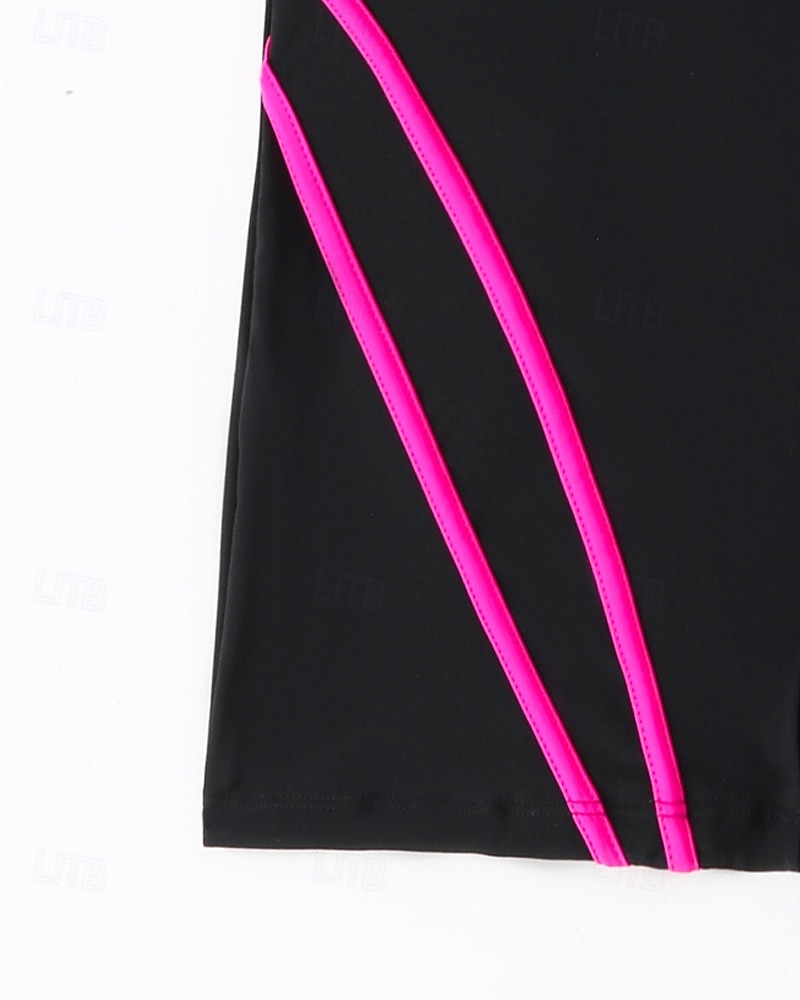 Damskie Standard Kostiumy kąpielowe Plus Size Jednoczęściowe rashguardy Strój kąpielowy Blokowanie kolorów Zapiąć na zamek błyskawiczny Ochrona UV Elastyczny Bez rękawów Kąpielówki Body Surfing 2026 - $25.99 –P11