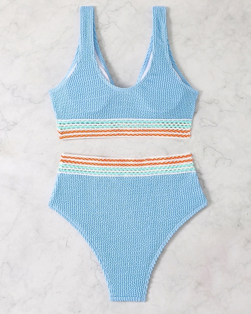 Women's Regular Surfing Tankinis & Bikinis Bathing Top 2 Pieces Geometric Open Back UV Protection Elastic Sleeveless Swimwear Surfing Diving Swimming Summer 2026 - $18.99 –P13