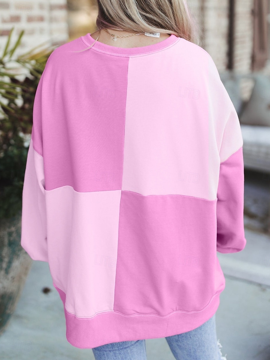 Жен. Pullover Толстовки Пэчворк Пуговицы Контрастных цветов Мода Классика Современное Длинный рукав Вырез под горло Обычные топы Для улицы На каждый день Синий Черный Розовый Небесно-голубой Зеленый 2026 - $41.99 –P5